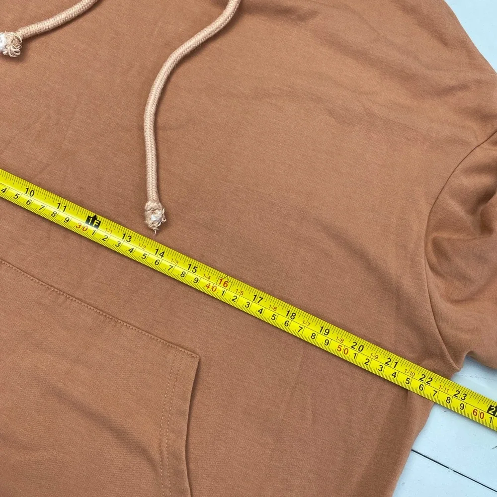 Paper Crane Hoodie Womens Large Terracotta Balloon Sleeve Pullover Ribbed Knit - Picture 8 of 13